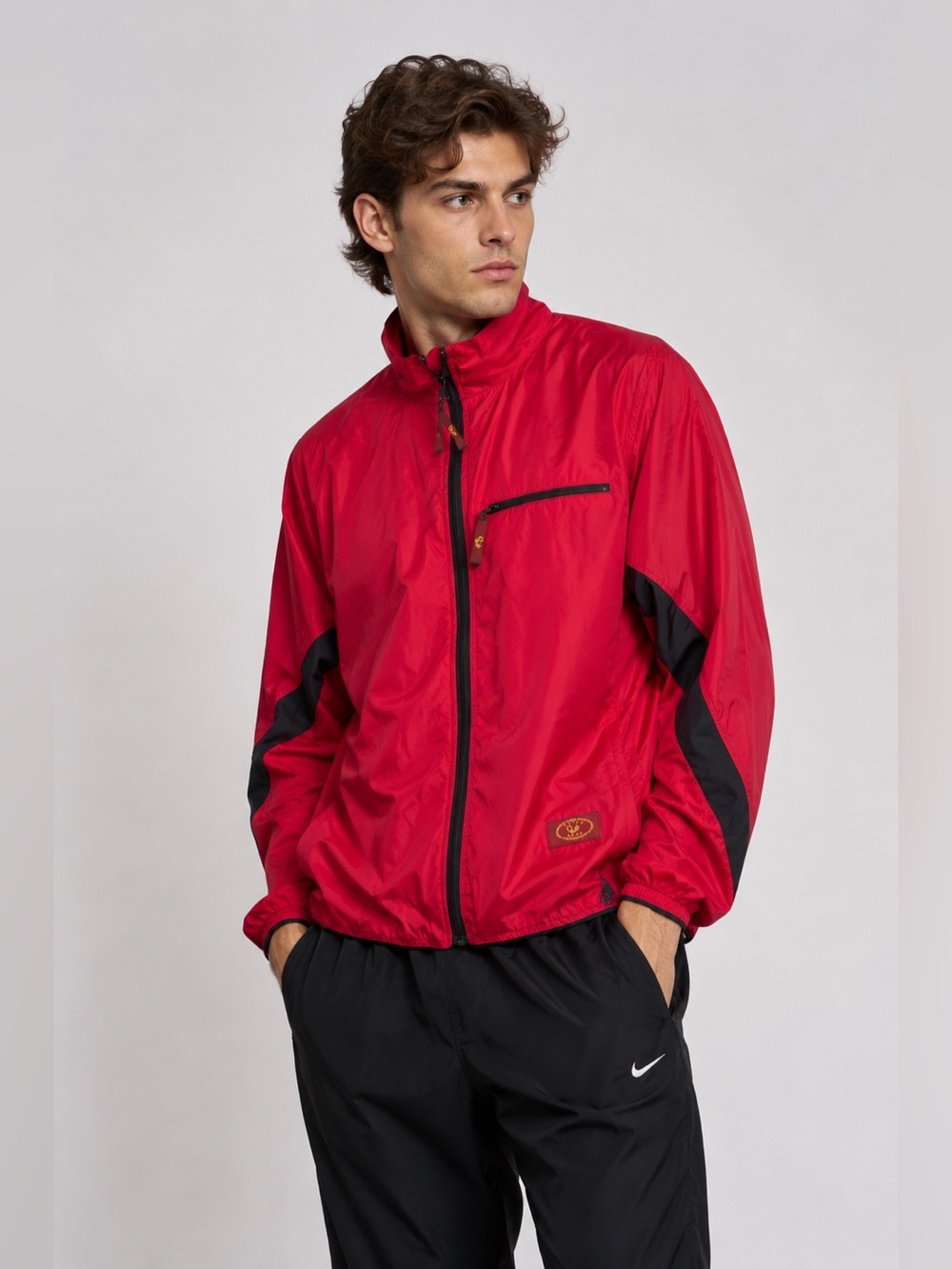 Vintage Gekko Gear Cycling Windbreaker Jacket Red Black Gorpcore Men’s Medium